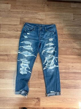 American Eagle Outfitters Ripped Dark Blue Relaxed Jeans